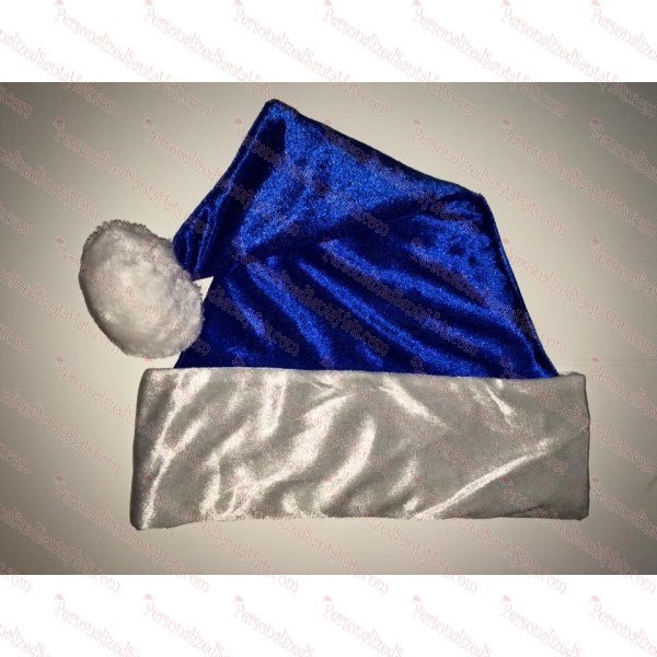 Metallic Blue Fleece Santa Hat