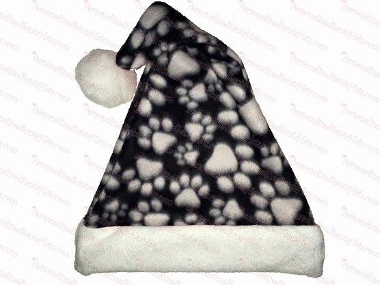 Black Dog Paws Santa Hat