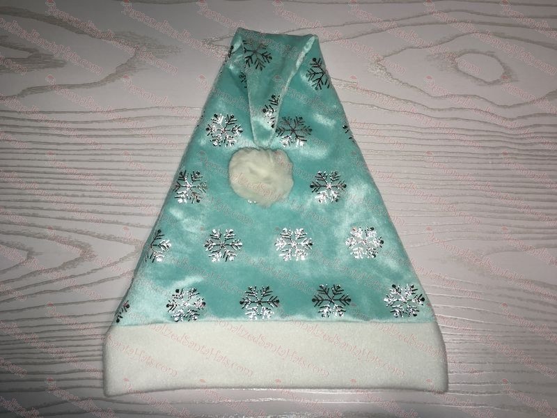 Silver Snow Over Baby Blue Santa Hat