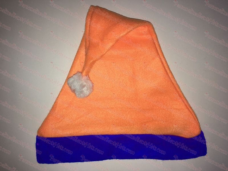 Orange Santa Hat Fleece Blue Brim SSF