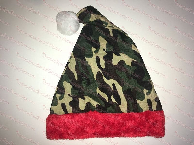 Camo Santa Hat Red Plush Brim