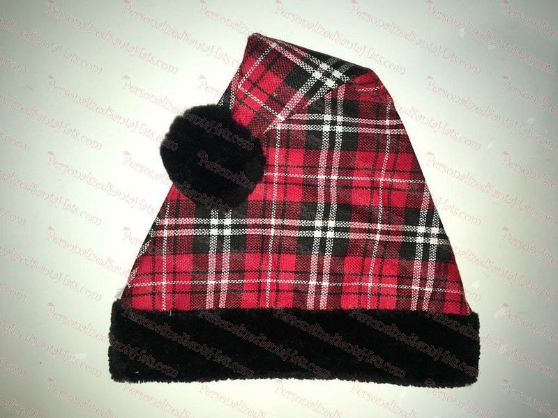 Plaid Santa Hat Black Ball
