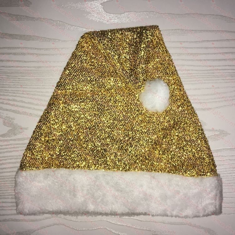 Gold Sparkle Santa Hat Plush Brim
