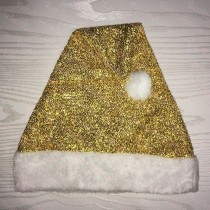 Gold Sparkle Santa Hat Plush Brim
